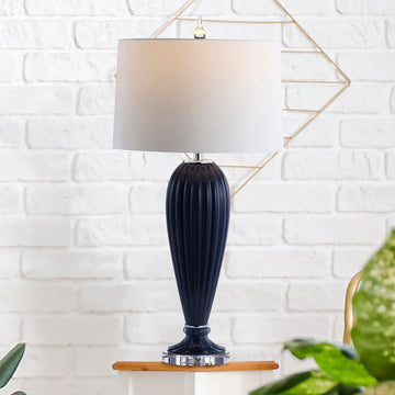 Delphine 32.5" Glass/Crystal LED Table Lamp - JONATHAN Y